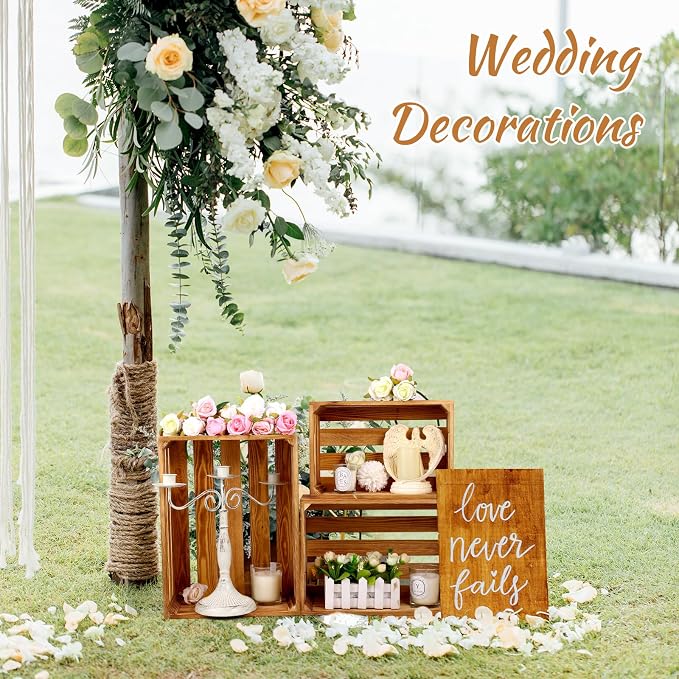 BOBOKA Set of 6 Decorative Wood Crates Nesting Storage Container, 6 Size Farmhouse Decorative Wooden Storage Boxes, Rustic Wooden Crates for Storage, Display, Christmas Decorations - Image 5