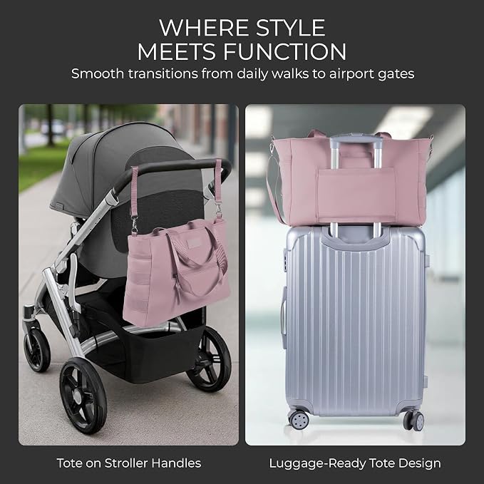 A + S Luxxe Diaper Bag Tote – Stylish, Large Baby Bag with Stroller Straps, Insulated Pockets, Changing Mat & Waterproof - Image 4