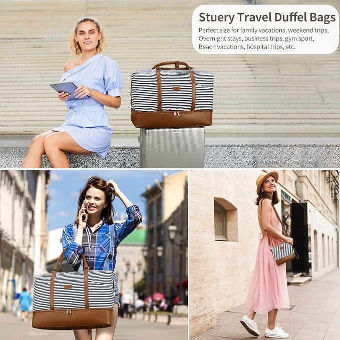 Weekender Bag, Large Travel Duffel Bag for Women, Carry on Overnight Bag with Shoe Compartment and Toiletry Bags - Image 3