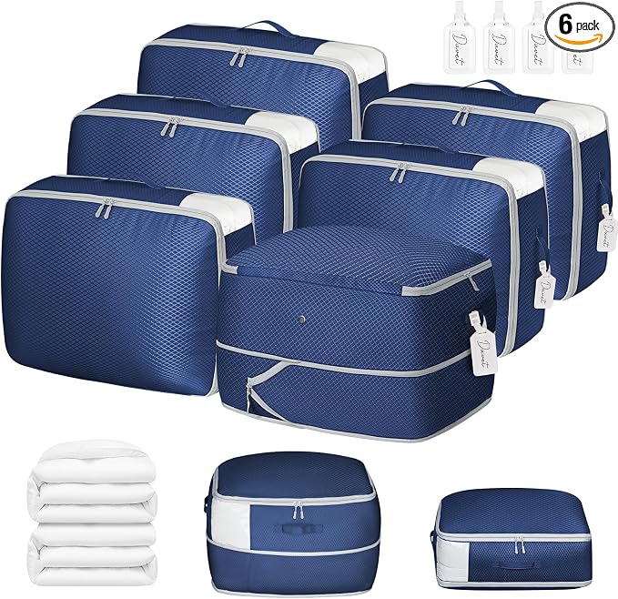 DIMJ Comforter Storage Bag 6 Pack - Blanket Storage Organizer Compression Bags, Large Capacity Ultra Space Saving Self Compression Organize for Bedding, Pillow, Duvet, Sheet Storage with Zipper Window by DiMJ