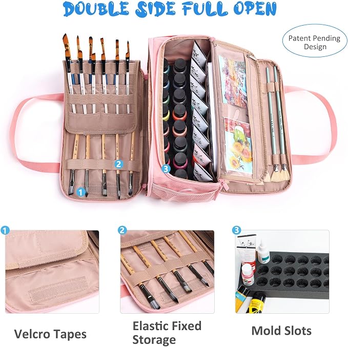 SFYBYHEART Acrylic Paint Storage, Craft Organizer, Art Supply Organizer, Art Tote Bags, Paints Brush Holder for Apple Barrel Acrylic Painting, Palette Board - Image 2
