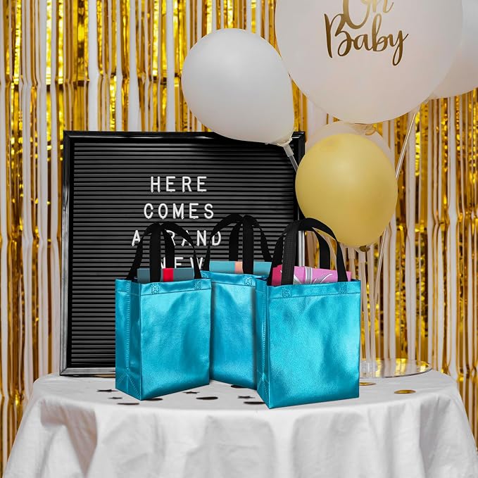 BLEWINDZ 100 Medium Reusable Gift Bags with Handles - Ideal Party Favors & Shopping Bags (10 Colors) - Image 2