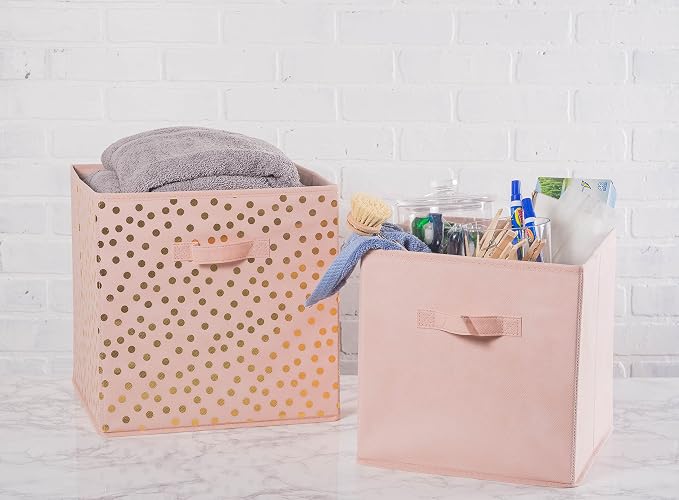 DII Collapsible Storage Organizer Bin, Large, 13" Cube, Pink, 2 Count - Image 4
