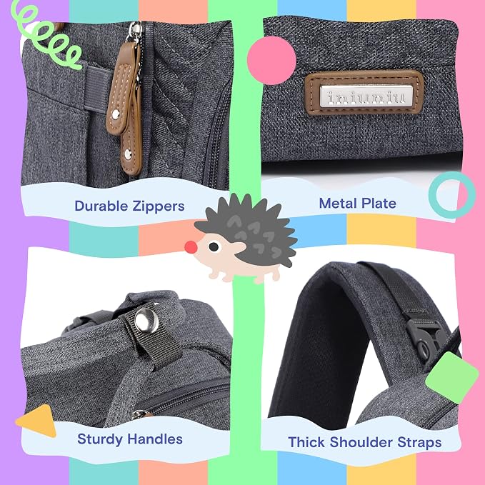 iniuniu Baby Diaper Bag Backpack, 4 in 1 kit Large Capacity Travel Backpack | Waterproof Backpack for Moms Dads,Travel Backpack with Pouch,Washable Changing Pad, Baby Essentials - Image 5
