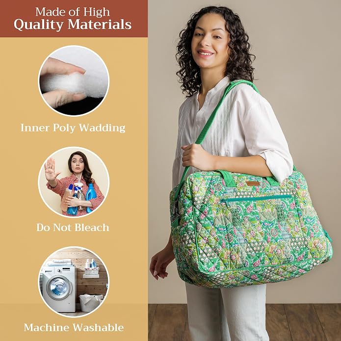 Maison d' Hermine Weekender Bags for Women Cotton Quilted Duffel Overnight Luggage Weekend Bag for Men Gym Gifts Travel | Overnight Luggage Weekend Bag for Men Gym Sports Gifts Duffle bag Business Travellers Trip Spring Summer - Image 3