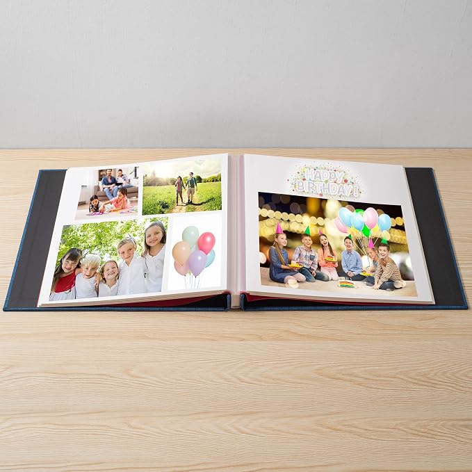 Blue Photo Album Self Adhesive Scrapbook Album for 4×6 Photos/Pictures DIY Linen Cover Album 15 Sheets/30 Blank Pages for Family Wedding, Birthday, Christmas, Anniversary - Image 2