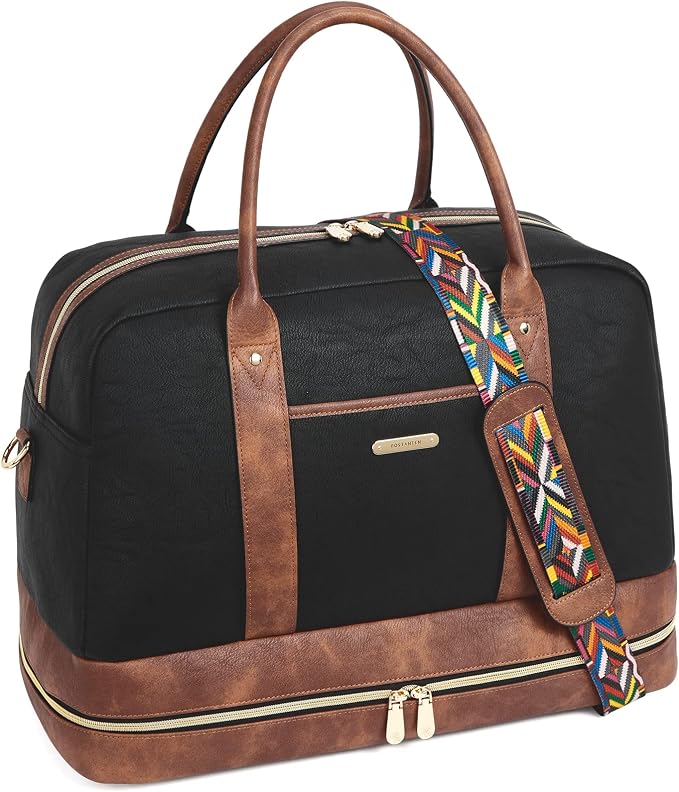 BOSTANTEN Weekender Bags for Women Travel Leather Overnight Bags | Shoe Compartment, Trolley Sleeve, Fits Under-seat, Airline-Friendly Carry-on Size, Designer, Weekend Getaways, Business Trip by BOSTANTEN