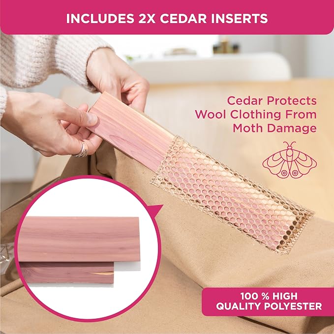 Cedar Clothes Storage Bag Organizer, Protects From Moths, Set of 2, Beige | Protects from Moths, Moisture, Dirt & Dust, Underbed Storage Bags for Clothes, Cashmere Sweaters, Bedding & More - Image 2