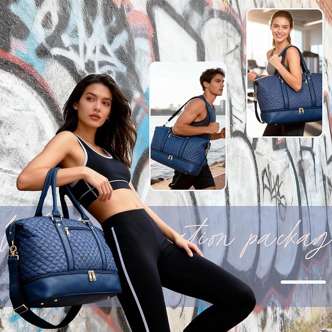 Canvas Duffle Bag for Travel, Weekender Overnight Bag for Women Men with Shoe Compartment Carry on Duffle Bags for Airplanes Gym Sport Business Bag - Image 7