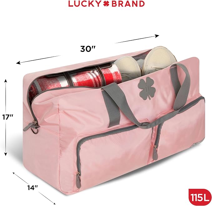 Lucky Brand Large Duffle Bag for Travel, Foldable Weekender Duffel bag | Travel Overnight Duffel bag, Adjustable Shoulder Strap, Front Zip Pockets, Spacious Capacity, Unisex Lightweight Travel Bag - Image 2