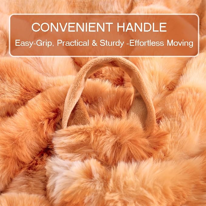 Fluffy Faux Rabbit Fur Bean Bag Chair Cover(No Filler),Cozy Shaggy Bubble Stuffed Animal Storage Large Bean Bag Cover for Bedroom Living Room,Tie-dye Burnt Orange - Image 7