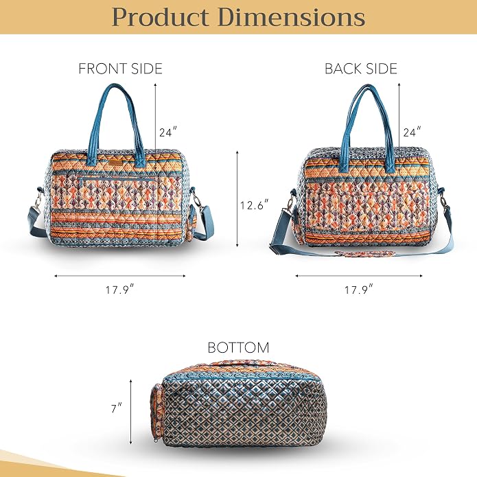 Maison d' Hermine Weekender Bags for Women Cotton Quilted Duffel Overnight Luggage Weekend Bag for Men Gym Gifts Travel | Overnight Luggage Weekend Bag for Men Gym Sports Gifts Duffle bag Business Travellers Trip Spring Summer - Image 6