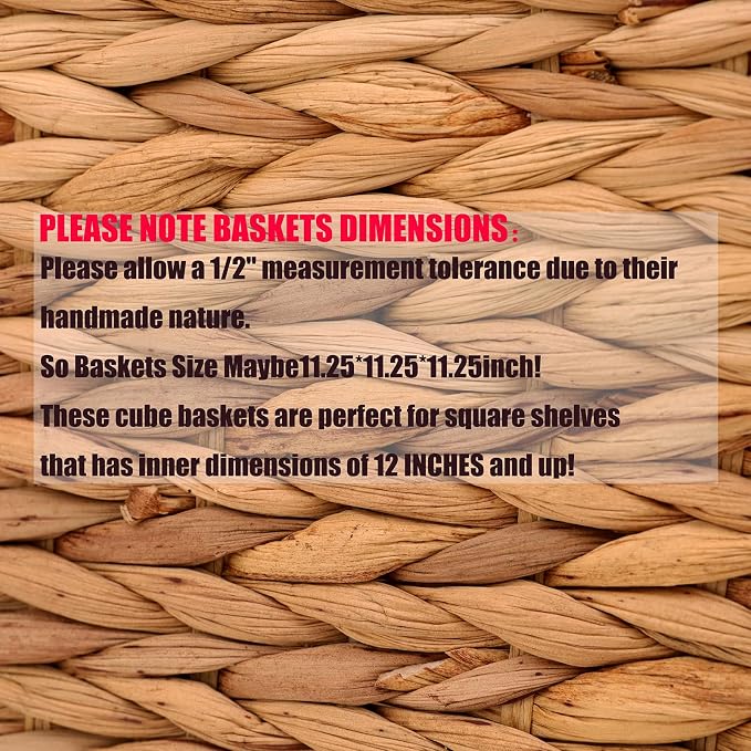 11x11in Storage Baskets 4 Pcs Storage Bins for Cube Shelf,Handwoven Laundry Organizers - Image 3