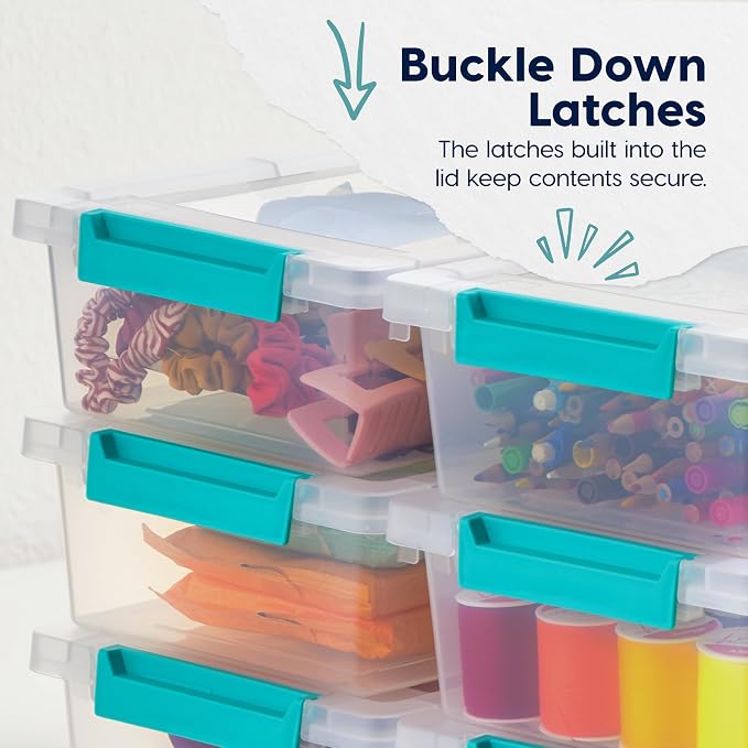 IRIS USA Storage Bins with Lids |Made in USA| 2 Qt - (6-Pack) - Clear | Sensory Craft Organizers, Plastic Clip Box Totes, Flat Containers for Organizing Paper, Office, Art & Study Supplies - Image 8