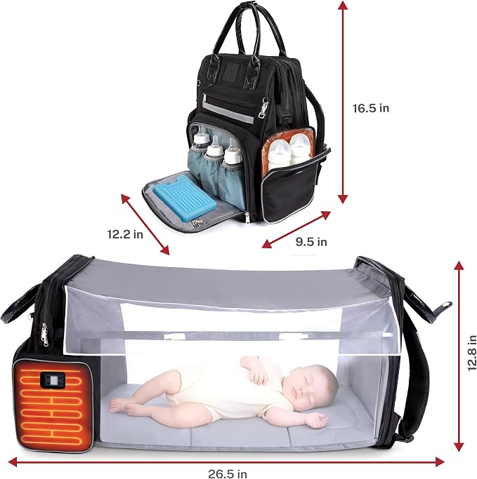 Premium Baby Diaper Bag with Changing Station, Diaper Bag Backpack w/ Pad | Award-winning, built-in changing station, warming pockets, waterproof, travel ready, unisex - Image 5
