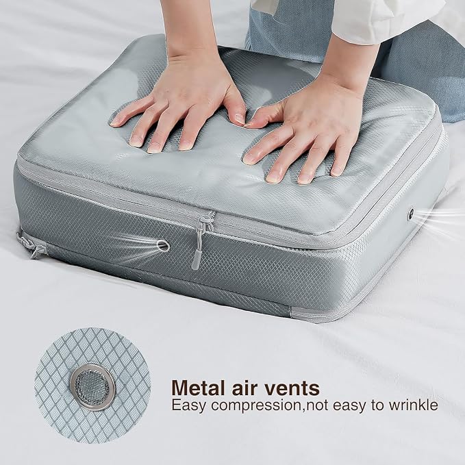 DIMJ Clothes Storage Bag 6 Pack, 19L Compression Storage Bags for Blanket, Sweater, Jacket, Closet, Sheet Storage Organizer with Window Handle, Space Saver Storage Bags with Zipper, Gray - Image 4