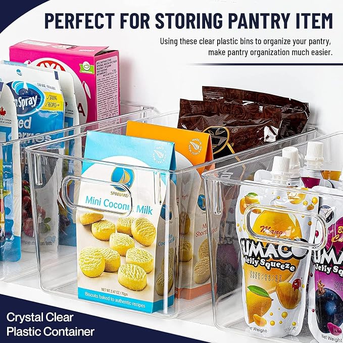 Clear Plastic Storage Bins with Lids, Perfect for Kitchen Organization or Pantry Organization and Storage, Stackable Fridge Organizer Bins, Storage Containers for Organizing, Cabinet Organizers - Image 3