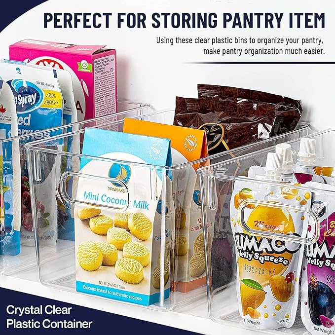 Clear Plastic Storage Bins with Lids, Perfect for Kitchen Organization or Pantry Organization and Storage, Stackable Fridge Organizer Bins, Storage Containers for Organizing, Cabinet Organizers - Image 3