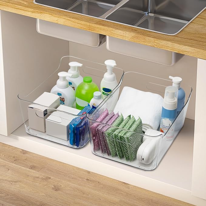 Tiawudi 6 Pack Plastic Storage Bins, Extra Large Pantry Organizer, 13.5" x 10" Clear Storage Containers and Organizer Bins, Multi-Use Bins for Home, Kitchen, Closet and Cabinet - Image 6