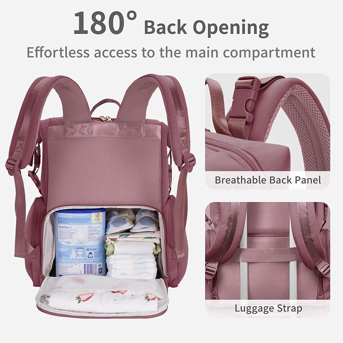 CEI-CEI Neoprene Diaper Bag Backpack Large Newborn Baby Maternity Bags Waterproof Travel Tote for Mom Dad with Insulated Pockets,Changing Pad - Image 4