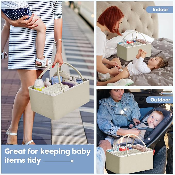 Cidaziya 2In1 Baby Diaper Caddy Organizers and Storage, 3 Tier Rolling Cart with Dividers and Drawers, Mobile Utility Cart Baby Dresser Clothes Organizer for Changing Table, Crib Nursery, Bedroom - Image 5