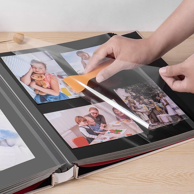 Large Photo Album Self Adhesive 4x6 5x7 8.5x11 Scrapbook Magnetic DIY Scrap Book Length 13" x Width 12.8" 120 Black Sticky Pages Linen Cover DIY Photo Album - Image 2