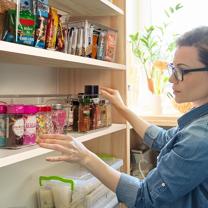 ClearSpace Pantry Storage Bins with Lids for Kitchen & Fridge, 8 Pack | Clear storage bins with lids keep pantry, fridge, and cabinets organized while protecting food and maximizing storage space - Image 3