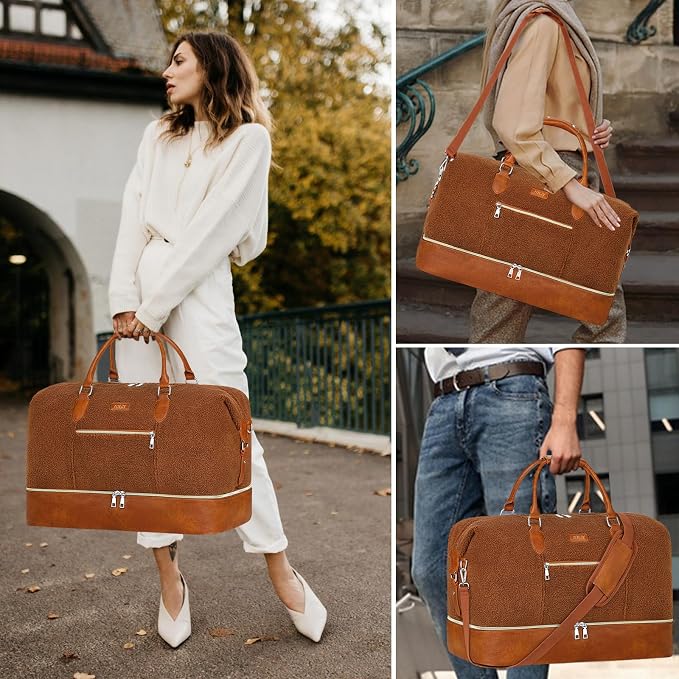 ITIEZY Weekender Bag for Women 21.5" Travel Duffel Large Carry On Bag 3PCS | Nylon Duffel Bag with Waterproof Shoe Compartment, Crossbody Bag and Toiletry Bag, Travel Weekend Hospital Overnight Gym Bag - Image 6