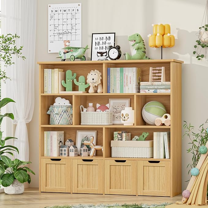 Toy Storage Organizer with Movable Drawer Toy Organizer for Kids | Kids Bookshelf and Toy Chest Storage with Hidden Wheels, Toy Organizers and Toy Storage for Playroom - Image 3
