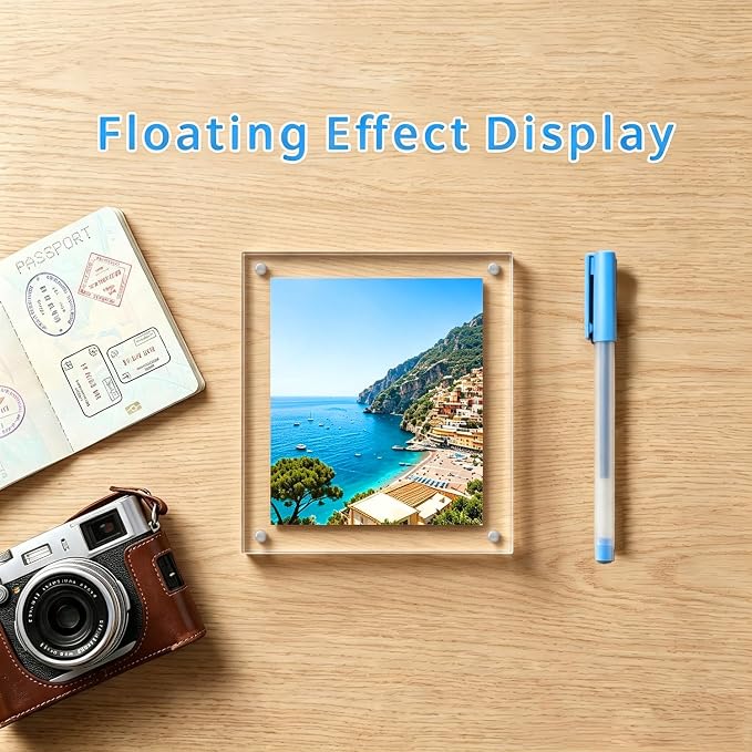 Meetu Acrylic 4x4 Picture Frame Clear Two Sided Desk Photo Frame Magnetic Frame Inner Size 3x3 with Gift Pack for Display Family Pictures Baby Photos Friends Pictures or Pet Dog Picture（2 Pack） - Image 3