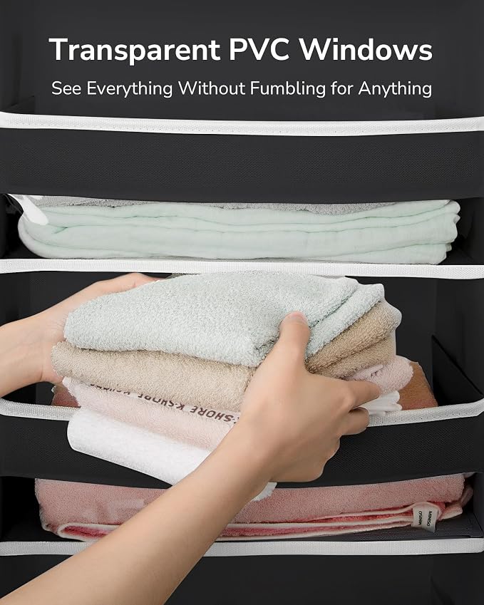 ULG Over The Door Organizer with 6 Large Pockets 12 Side Pockets, 50lbs Weight Capacity Door Hanging Organizer for Bedroom, Bathroom Black - Image 3