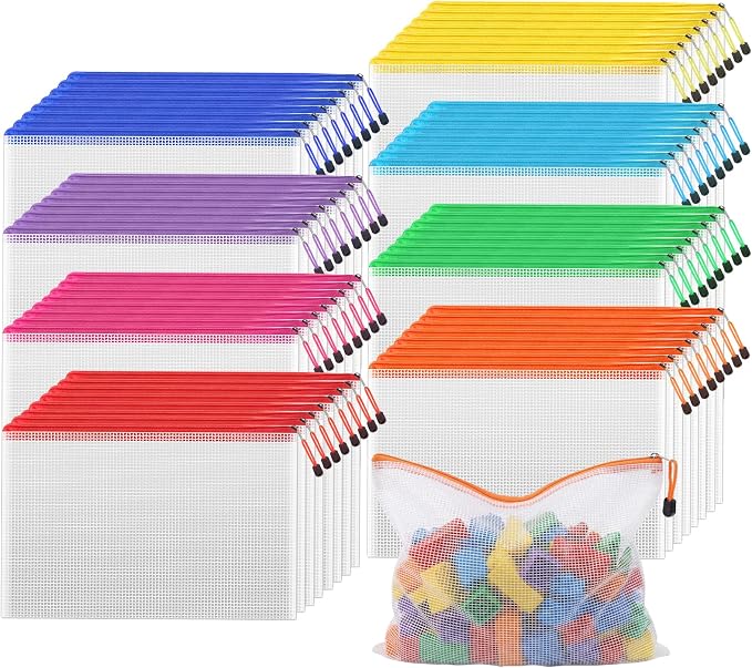 72pcs Mesh Zipper Pouch Bags,A4 Letter Size Zipper Mesh Document Pouch | Multi-use 13" x 9.5" Waterproof Mesh Bags for Board Games & Puzzles,Organizing Storage for School Office Supplies by TKOOFN