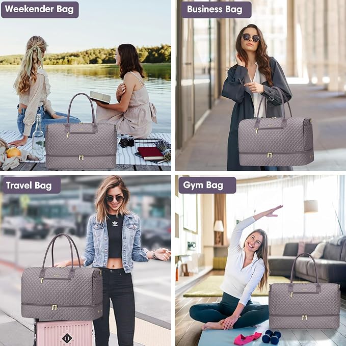 Large Weekender Bag for Women Travel: Overnight Bag with Shoe Compartment | 40L Capacity for 5 Day Trip Waterproof Durable Toiletry Bag Wet Pocket for Damp Items Suitable for Weekend Trips Hospital - Image 6