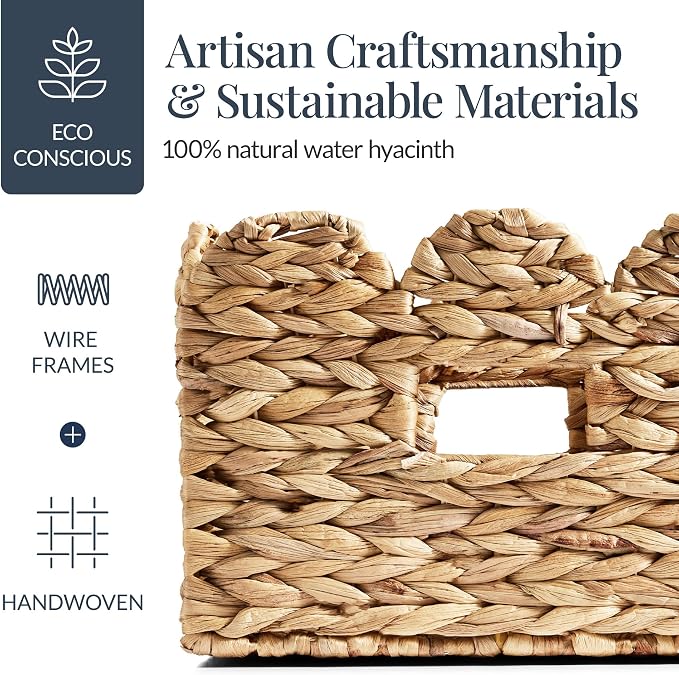 Best Choice Products 16x12 Scalloped Shelf Baskets, Woven Storage Bins, Storage Organizers for Pantry, Living Room, Bedroom, Nursery & Laundry, 2 Pack - Natural - Image 4