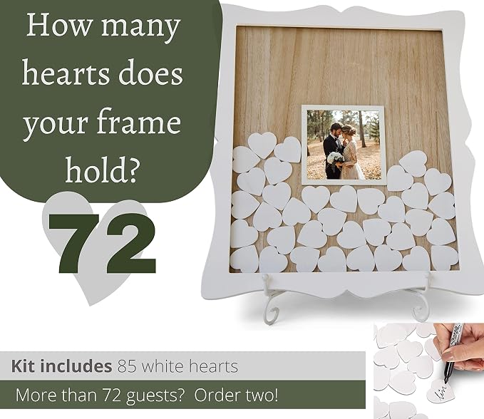 Wedding Guest Book Alternatives | Drop Top Frame 85 hearts | Large photo insert | Unique guestbook alternatives baby shower | guest book alternatives birthday party | retirement | funeral guest book - Image 7