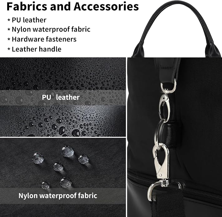 Women's Weekender bag Travel Duffel Bag with Shoe Compartment 21-inch Airline-Approved Carry-On, 2-Piece Overnight Bag Set Personal Item Luggage - Image 2