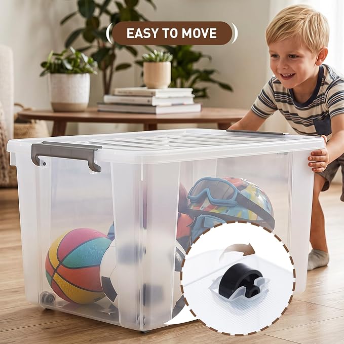 Citylife 69 QT Plastic Storage Bins with Latching Lids Stackable Storage Containers for Organizing Large Clear Storage Box for Garage, Closet, Kitchen, 8 Packs - Image 3