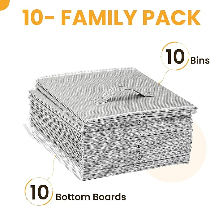 Large Storage Cubes, 13 Inch Cube Storage Bins for Shelves Closet Nursery Bedroom - 10 Pack Collapsible Storage Baskets with Handles - Fabric Bins for Organizing Magazines Clothes Toys (Grey) - Image 8