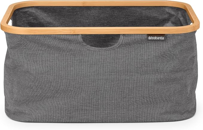 Brabantia - Foldable Laundry Basket 10.6 Gal - Water Resistant Hamper for Wet & Dry Laundry - Storage Basket for Clothes & Linen - Bamboo Rim for Easy Grip - Garment Washing - Pepper Black by Unknown