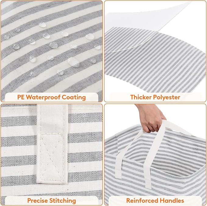 Lifewit 2 Pack Laundry Basket 65L Each, Collapsible Clothes Hamper with Reinforced Handles, Freestanding Waterproof Design for Bedroom and Laundry Room, Grey 130L Total - Image 5