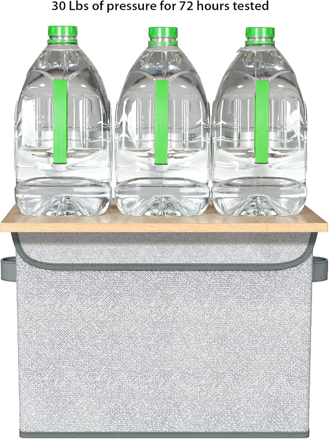 Univivi Decorative Fabric Storage Boxes with Lids, 4 Pack, Gray | 17 x 12 x 12 In Large Stackable Storage Bins with Lids & Carry Handles, Closet Organizers for Clothes, Office, Bedroom - Image 3