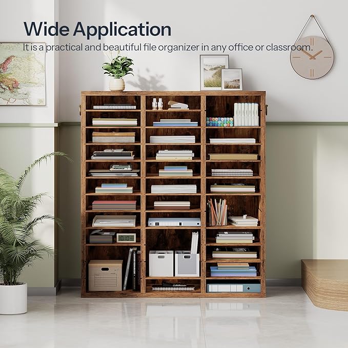 HOOBRO Literature Organizer, 36Compartments Wooden Mail Organizer, Countertop Literature Sorter with Adjustable Shelves for Home, Office, School, Student Mailbox for Classroom, Rustic Brown FG123WF01 - Image 2