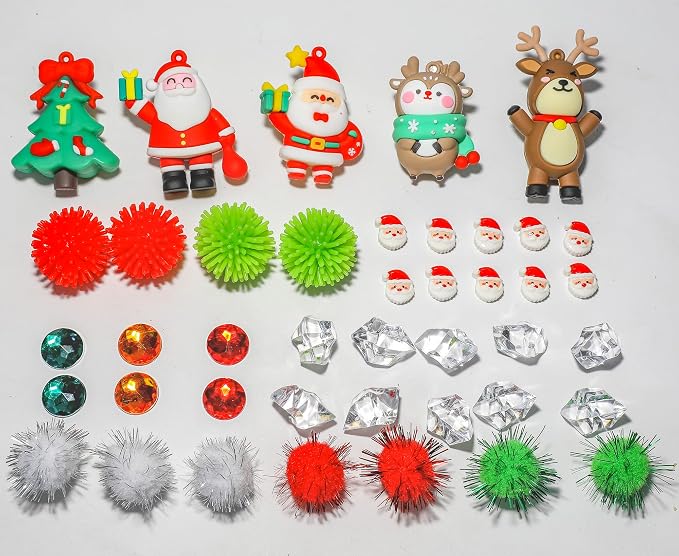 Christmas Sensory Bin Kit for Kids | Christmas Theme Red & Green Rice, Xmas Accessories, Santa Claus & Wooden Tools – Includes Clear Storage Bin - Image 7
