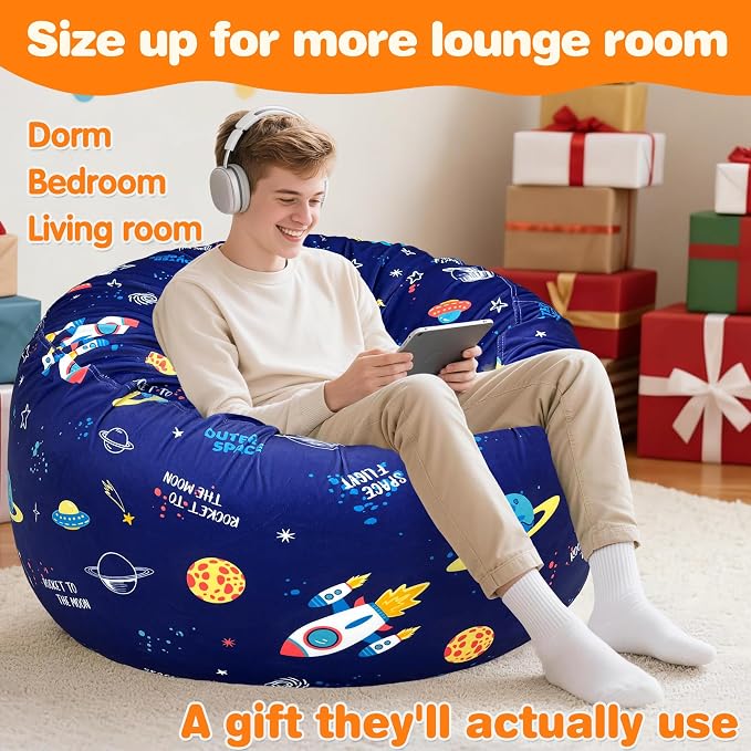 Lukeight Bean Bag Chair for Teens and Adults, Memory Foam Filled Floor Lounger, Washable Velvet Cover with Inner Liner, Beanbag Chair with Filling for Gaming and Reading, XX-Large 36" D x 20" H - Image 5
