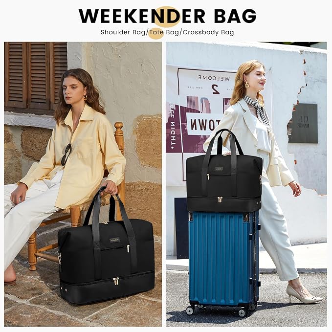 LOVEVOOK Weekender Bag for Women, Large Duffle Bag for Travel with 2 Packing Cubes, Carry on Overnight Bag with Shoe Compartment, Mom Hospital Bags for Labor and Delivery - Image 3