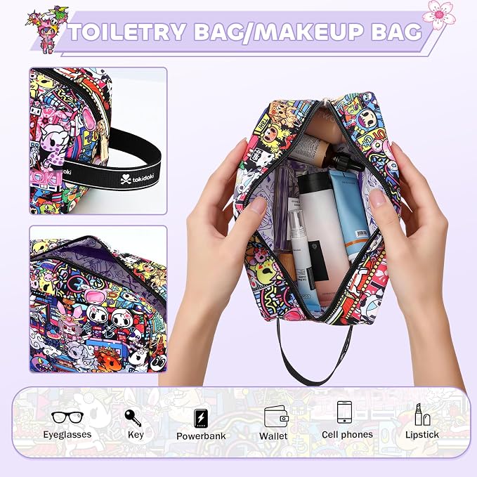 tokidoki Travel Duffle Bag, Weekender with Shoe Compartment Toiletry Bag | many compartments: laptop sleeve, wet-dry pocket, trolley sleeve. Includes toiletry bag. Carry-on. - Image 7