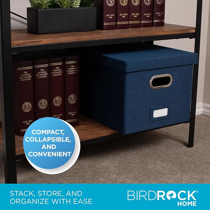 Internet's Best Collapsible File Storage Organizer - Decorative Linen Filing & Storage Office Box - Letter/Legal - Navy - 1 Pack - Image 5