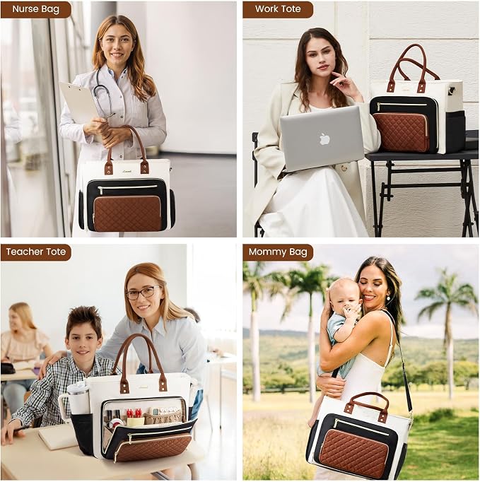 LOVEVOOK Teacher Tote Bag for Women Work, Laptop Bag Nurse Bags With Large Cup Holder, Professional Computer Briefcase Business Handbag, Diaper Bag Mother Gift, 15.6 Inch - Image 7