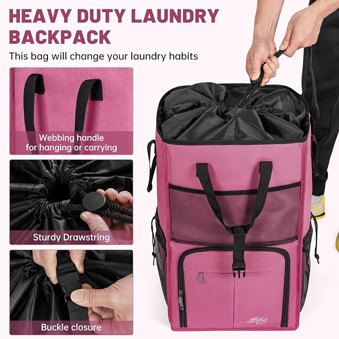 Large Laundry Backpack Bag with 3 Sizes Mesh Wash Bags Total 170L | 2 in 1 Laundry Hamper Basket with Shoulder Straps, Freestanding Laundry Bag for College Dorm, Laundromat, Apartment - Image 6