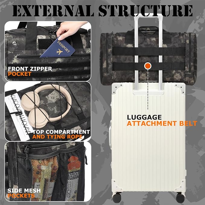45L Large Duffle Bag for Men & Women - Military Tactical Gym Bag for Travel | Weekender Large Sports Bag with Dividers for Hockey Football Baseball Soccer Basketball & Team Training - Image 2